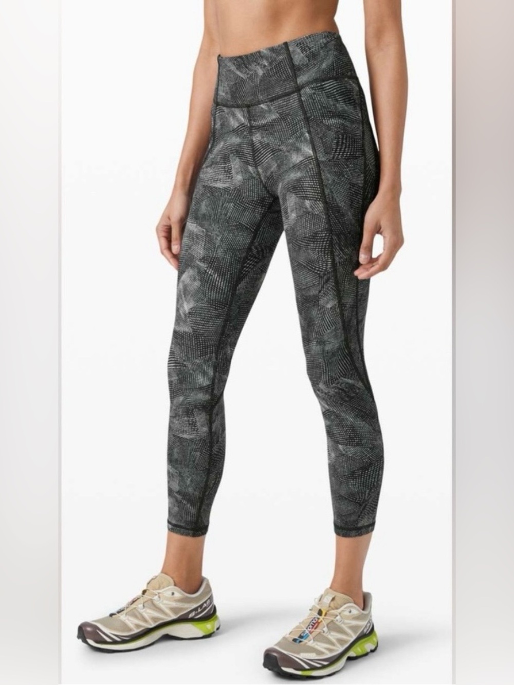 Lululemon Athletica Time 2 Sweat Crop 23” Velocity Mesh Reflective Leggings 8